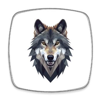 Loup géométrique - Magnet carré - blanc - Devant