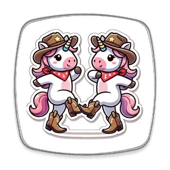 Unicorn with cowboy hat - Square fridge magnet - white - Front