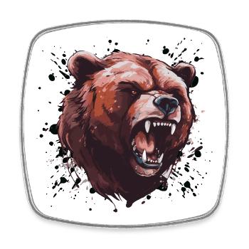 Grizzly Bear Head - Square fridge magnet - white - Front