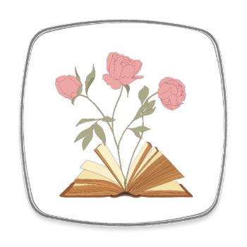 Floral Book Illustration Design - Square fridge magnet - white - Front