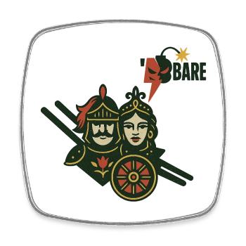 Medieval Warrior Duo with Artistic Aesthetics - Square fridge magnet - white - Front