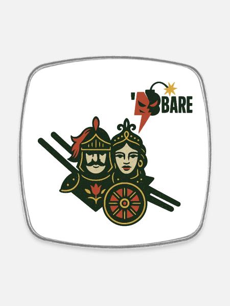Medieval Warrior Duo with Artistic Aesthetics - Square fridge magnet - white