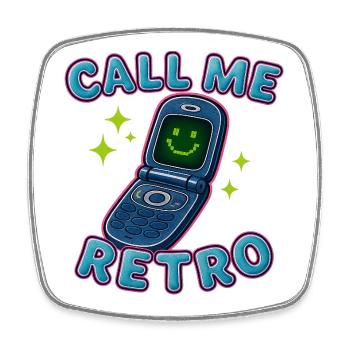 Rétro Flip Phone Call Me Design - Magnet carré - blanc - Devant