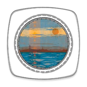 Sunset on the water - Square fridge magnet - white - Front