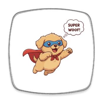 Super dog logo on funny bag - Square fridge magnet - white - Front