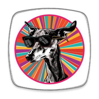 Retro Dog with Sunglasses Design - Square fridge magnet - white - Front