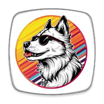 Lässiger Husky mit Sonnenbrille - Viereckiger Kühlschrankmagnet - Weiß - Vorne
