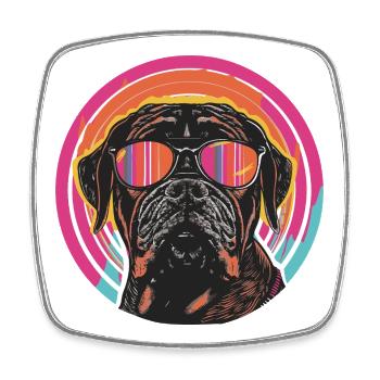 Schicker Hund mit Sonnenbrille - Viereckiger Kühlschrankmagnet - Weiß - Vorne
