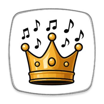 King's crown with musical elements - Square fridge magnet - white - Front