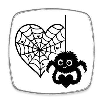 Flauschige_Spinne_und_Herzspinnennetz avec cœur - Magnet carré - blanc - Devant