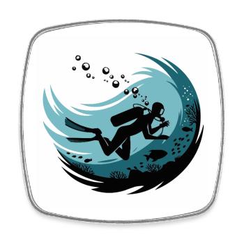 Deep Dives Underwater Motivation - Square fridge magnet - white - Front