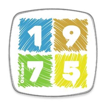 50. Geburtstag Farbige Patches since 10/1975 - Viereckiger Kühlschrankmagnet - Weiß - Vorne