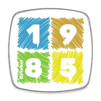 40. Écussons Geburtstag Farbige depuis 10/1985 - Magnet carré - blanc - Devant