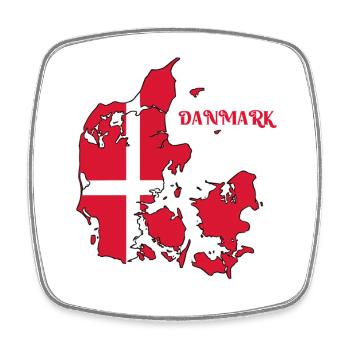 Dänemark Landkarte mit Flagge - Viereckiger Kühlschrankmagnet - Weiß - Vorne