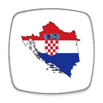 Contour du pays croate avec drapeau - Magnet carré - blanc - Devant