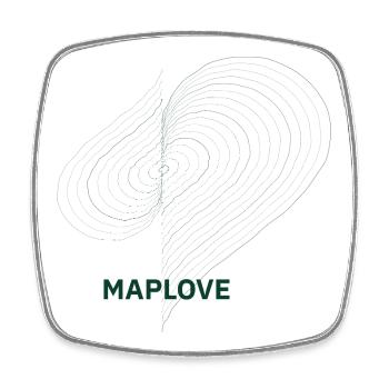 Geometrisches Herz mit Karte - Viereckiger Kühlschrankmagnet - Weiß - Vorne