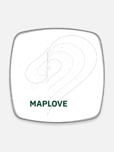 Geometric heart with map - Square fridge magnet - white