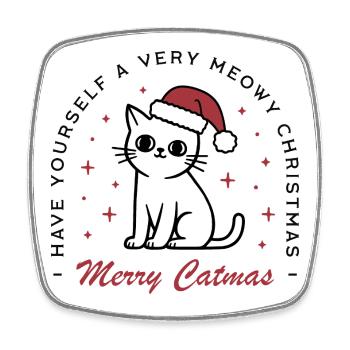 Weihnachtskatzenliebhaber lustige, fröhliche Catmas - Viereckiger Kühlschrankmagnet - Weiß - Vorne