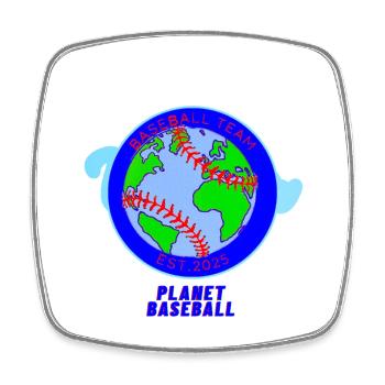 Weltkarte Baseball-Team-Abzeichen - Viereckiger Kühlschrankmagnet - Weiß - Vorne