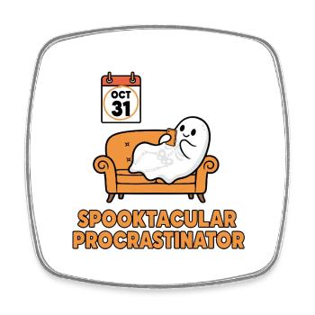 Spooky Ghost Procrastinator Design - Square fridge magnet - white - Front
