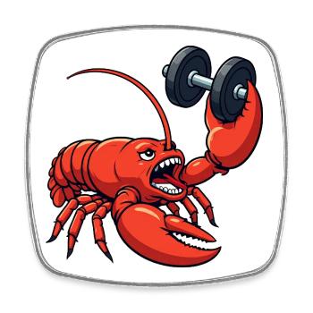 Funny Lobster Fitness Dumbbell Workout Cartoon - Square fridge magnet - white - Front
