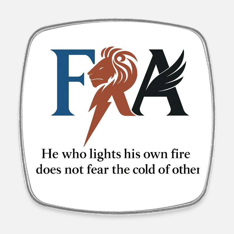 Design with Lion Portrait and Aesthetics - Square fridge magnet - white