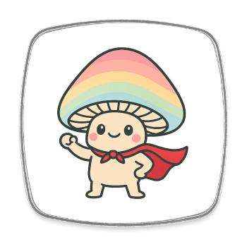 Mushroom Superhelden Cartoon Design - Viereckiger Kühlschrankmagnet - Weiß - Vorne