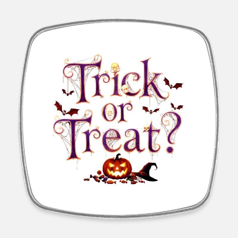 "Trick or Treat" – Slogan Halloween tendance & fun - Magnet carré - blanc