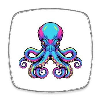 Bunte Oktopus-Illustration mit Neon-Akzenten - Viereckiger Kühlschrankmagnet - Weiß - Vorne