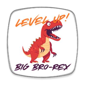 Level Up – Big Bro Rex | Erste mal großer Bruder - Viereckiger Kühlschrankmagnet - Weiß - Vorne