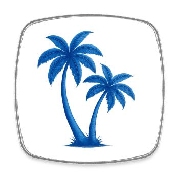 Blue Tropical Palm Trees Illustration - Square fridge magnet - white - Front