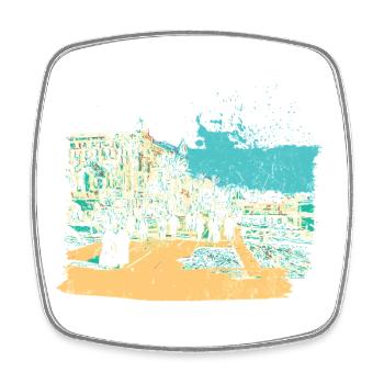 Retro view of the Croisette in Cannes - Square fridge magnet - white - Front
