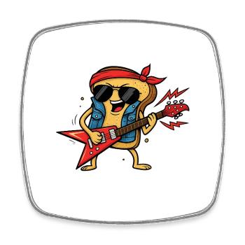 Rocker Biscuit with Electric Gitarra - Square fridge magnet - white - Front