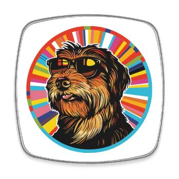Bunter Hund mit Sonnenbrille - Viereckiger Kühlschrankmagnet - Weiß - Vorne