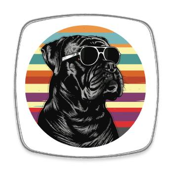 Chien cool avec des lunettes de soleil - Magnet carré - blanc - Devant