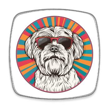 Chien décontracté avec des lunettes de soleil - Magnet carré - blanc - Devant