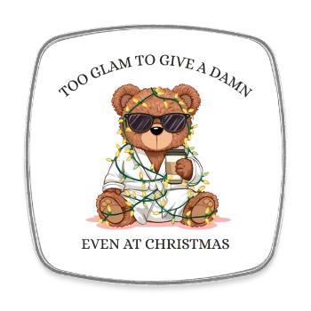 Lazy Teddy Christmas Mood – Too Damn to Care - Square fridge magnet - white - Front