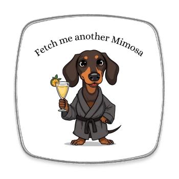 Funny Dachshund – Fetch Me Another Mimosa - Viereckiger Kühlschrankmagnet - Weiß - Vorne