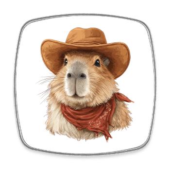 Chapeau de cow-boy Cool Capybara - Magnet carré - blanc - Devant