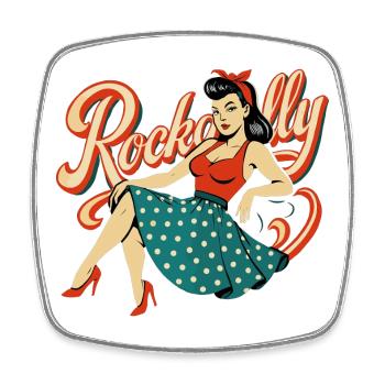 Rockabilly Frau 50er RocknRoll Petticoat Geschenk - Viereckiger Kühlschrankmagnet - Weiß - Vorne