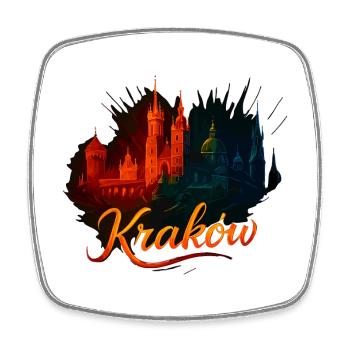 Krakau Kraków Stadt Polen Silhouette Geschenk - Viereckiger Kühlschrankmagnet - Weiß - Vorne