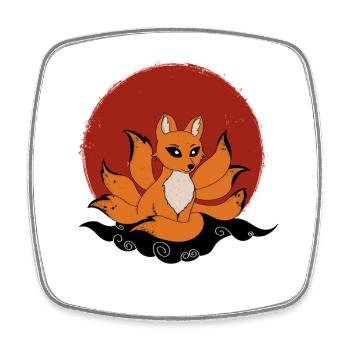 Kitsune - Viereckiger Kühlschrankmagnet - Weiß - Vorne