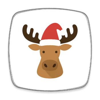 Funny moose with Christmas hat - Square fridge magnet - white - Front
