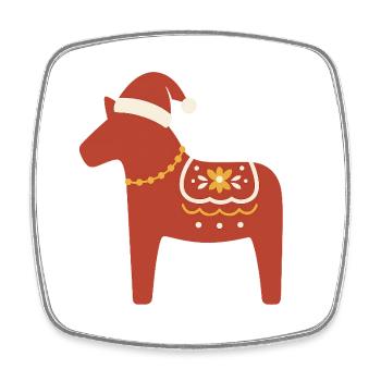 Dala-Pferd Weihnachten - Viereckiger Kühlschrankmagnet - Weiß - Vorne