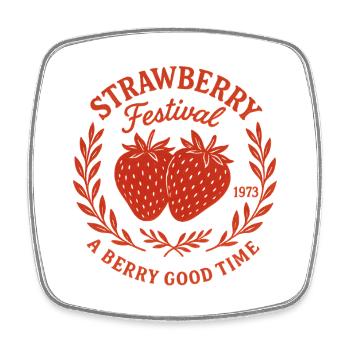 Strawberry Festival - A berry good time - Square fridge magnet - white - Front