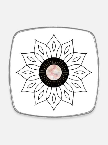Rosace mandala - Magnet carré - blanc