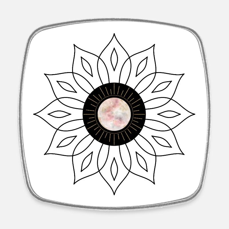 Mandala rosette - Square fridge magnet - white
