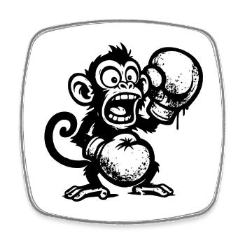 Cartoon Monkey with Fruit and Skull - Square fridge magnet - white - Front