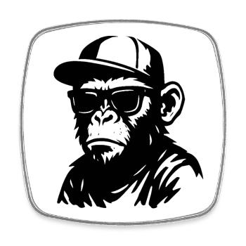 Urban Monkey Graffiti Design - Square fridge magnet - white - Front