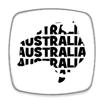 Australia  - Australien - Landkarte - Umriss - Viereckiger Kühlschrankmagnet - Weiß - Vorne